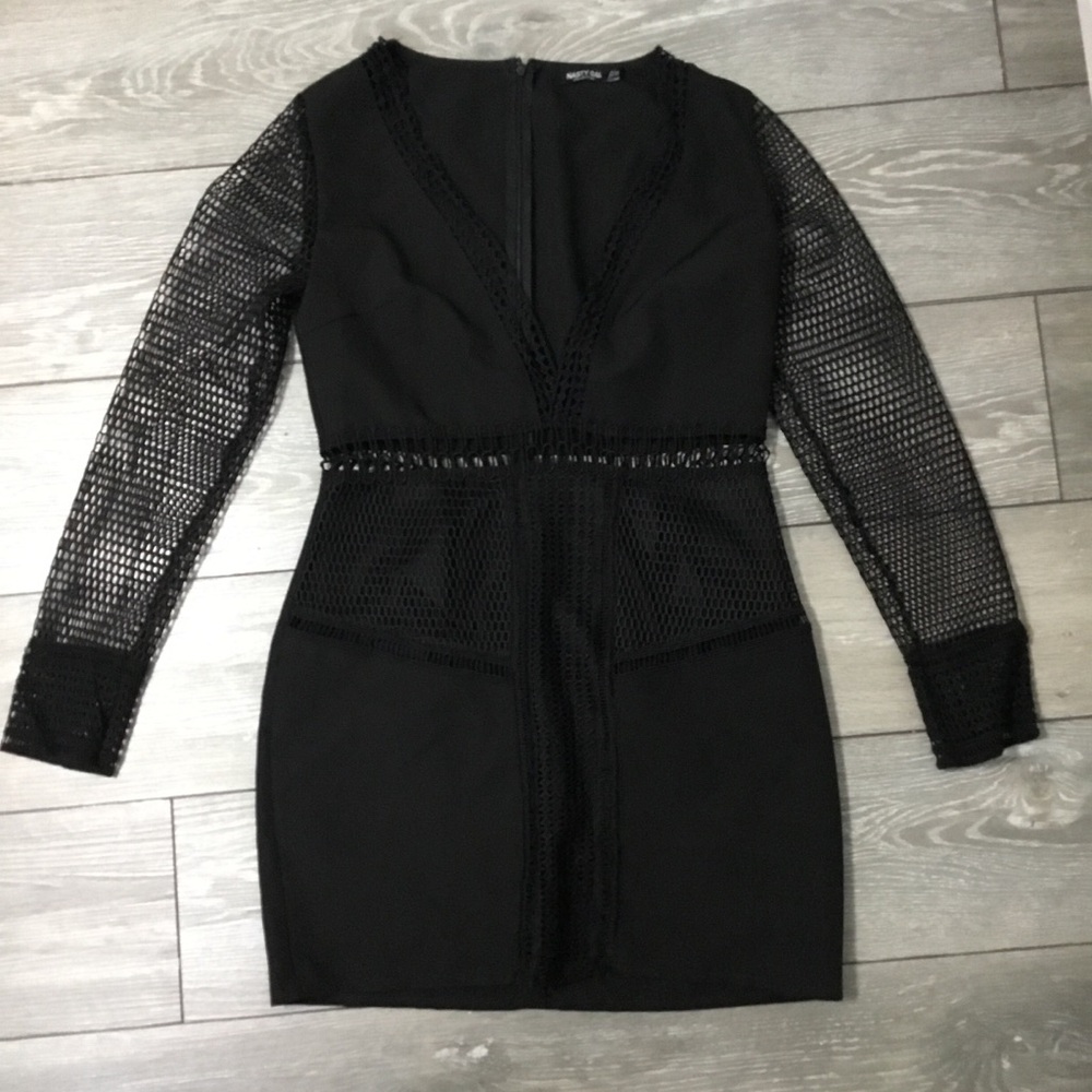 NASTY GAL Lets Net To It Mesh Fishnet Detail Mini Dress size US10 - Picture 2 of 12